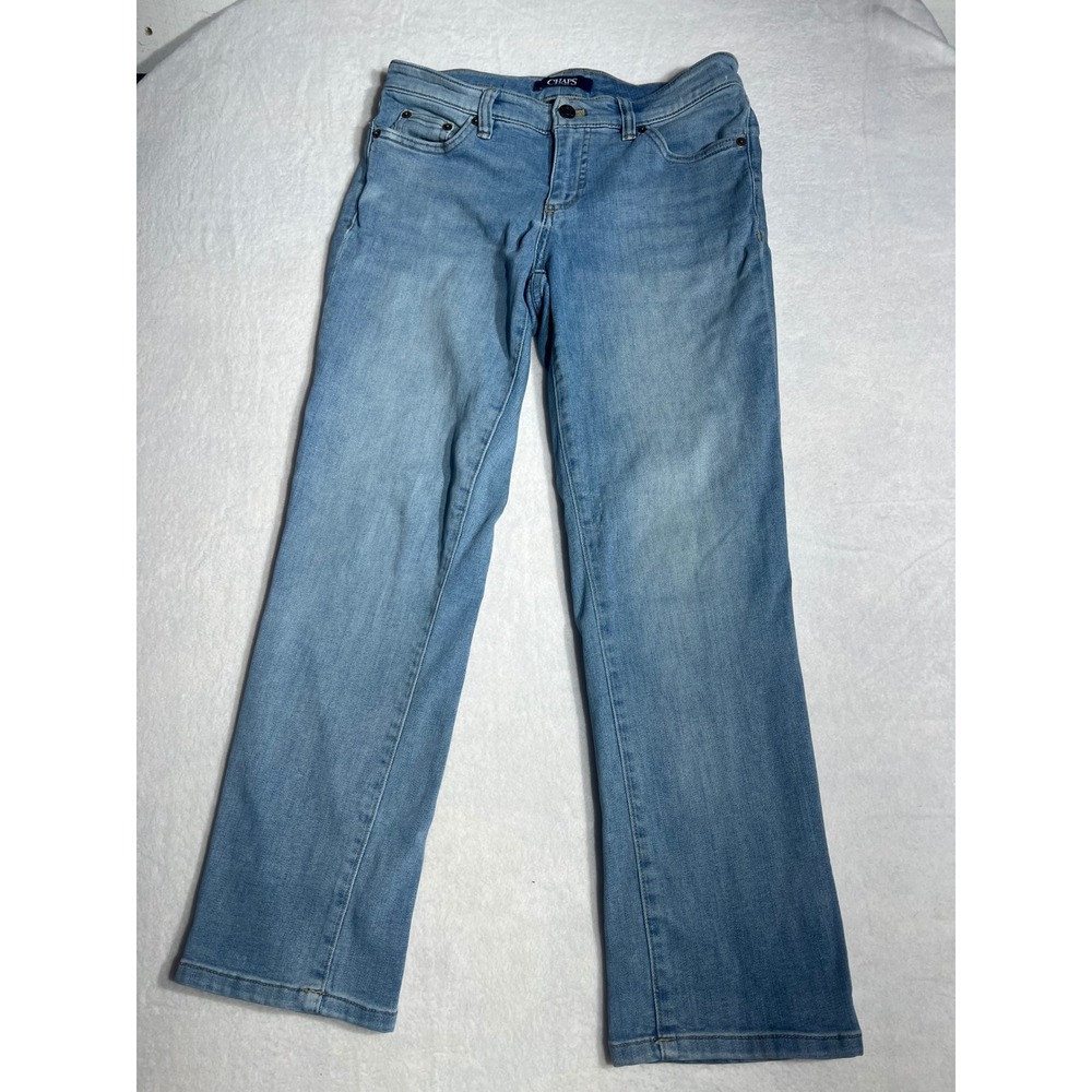 Chaps Denim Womens Light Wash Straight Leg Jeans Size 4 Mid Rise Casual Blue